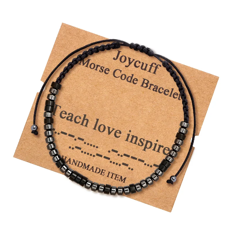 Ladies unique vine charm bracelets -Teach Love Inspire Secret Message Morse Code Bracelets Inspirational Jewelry for Her