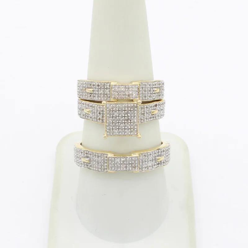 Ladies sparkling topaz band ring -*NEW* 14k Trio Set Diamond Square 💎 Rings JTJ™