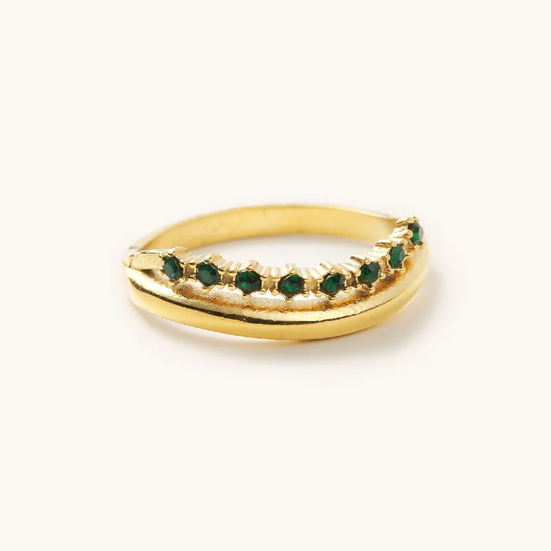 Trendy gemstone stackable ring for ladies -Kiera Emerald Stacked Ring