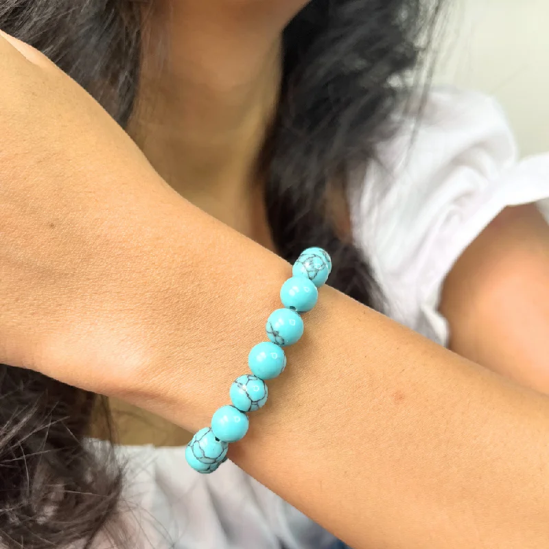 Ladies elegant lapis bracelets -Turquoise Blue Natural Crystal Healing Bracelet For Women