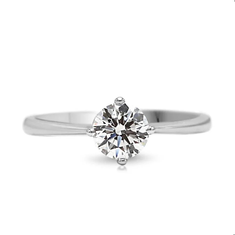 Elegant silver band ring for women -GIA Certificated 0.50ct Solitaire Diamond Ring