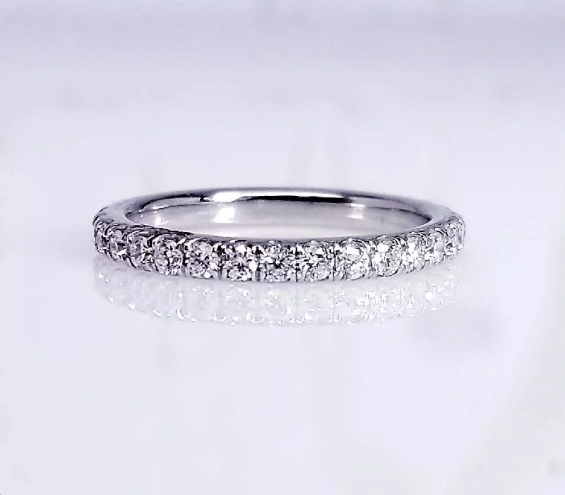 Elegant silver band ring for women -"ETNBD03005" Low Set Pave Scoop Diamond Ring in Platinum