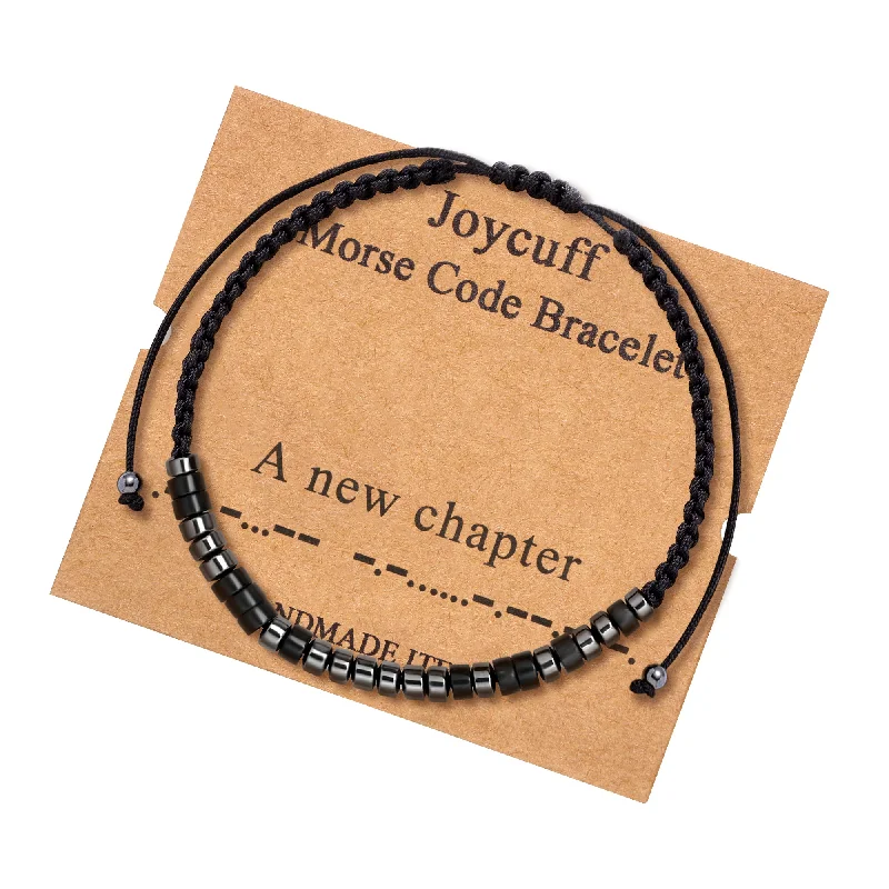 Vintage-inspired jade bangle bracelets -A New Chapter Morse Code Bracelet for Women Inspirational Gift for Her