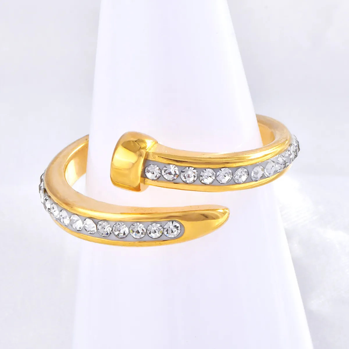 Ladies unique star-shaped ring -Wholesale Jewelry Simple Style Classic Style Geometric 304 Stainless Steel Rhinestones 18K Gold Plated Inlay Open Rings