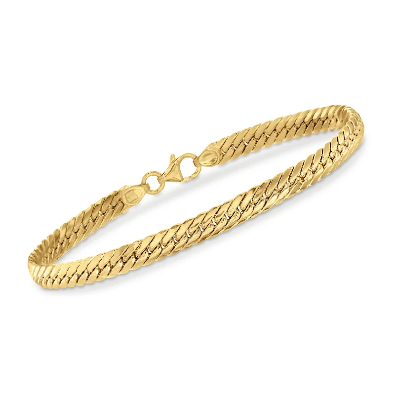 Delicate rose gold vine bracelets for women -Ross-Simons Italian 18kt Yellow Gold Cuban-Link Bracelet