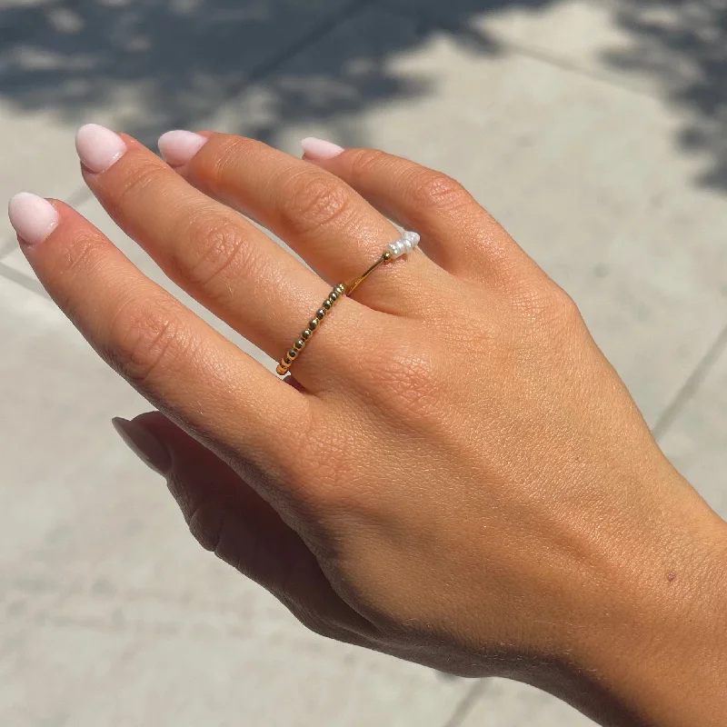 Ladies boho-inspired moonstone ring -Stainless Steel Ball Ring