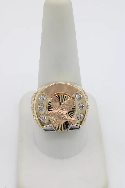 Modern geometric silver ring for women -*NEW* 14K Cz Eagle Ring JTJ™