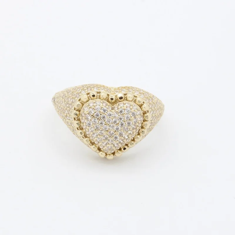 Bold statement gold ring for women -*NEW* 14K Cz Heart Ring JTJ™