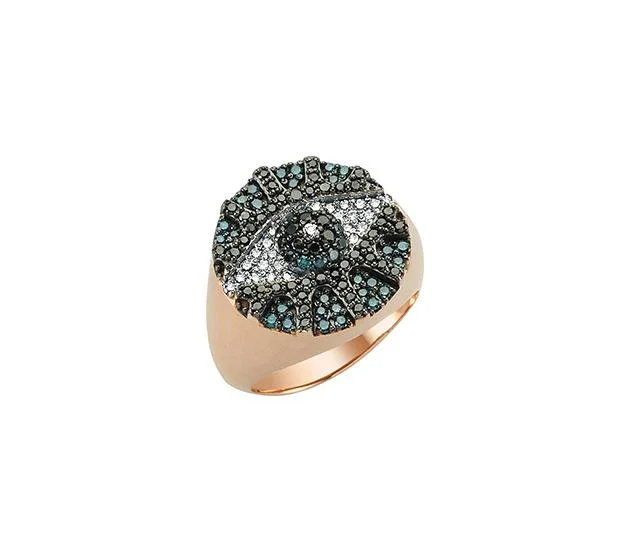 Ladies lightweight silver ring -EYE LIGHT GOLD DIAMOND RING