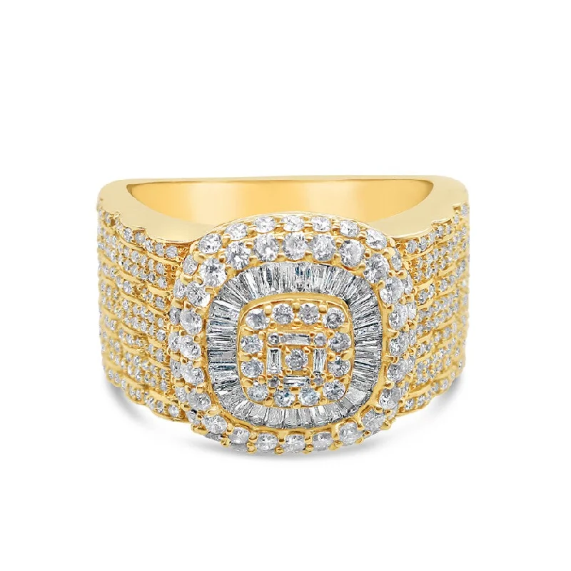 Classic gold filigree ring for ladies -Mens Gold Diamond Pinky Ring | 14K Yellow Gold | 2.25CTW