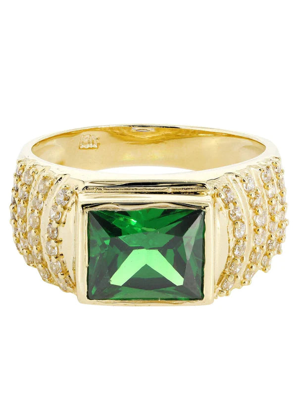 Classic silver knot ring for ladies -Mens Emerald Ring | 10K Solid Yellow Gold