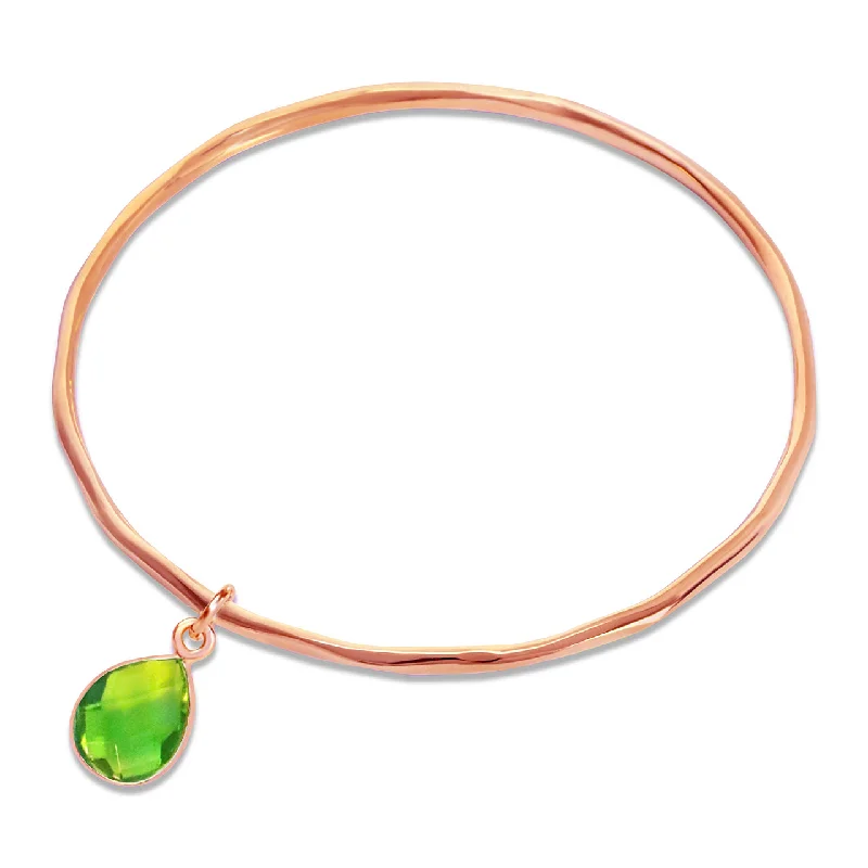 Simple rose gold petal charm bracelets -Peridot Charm Bangle | Rose Gold - August