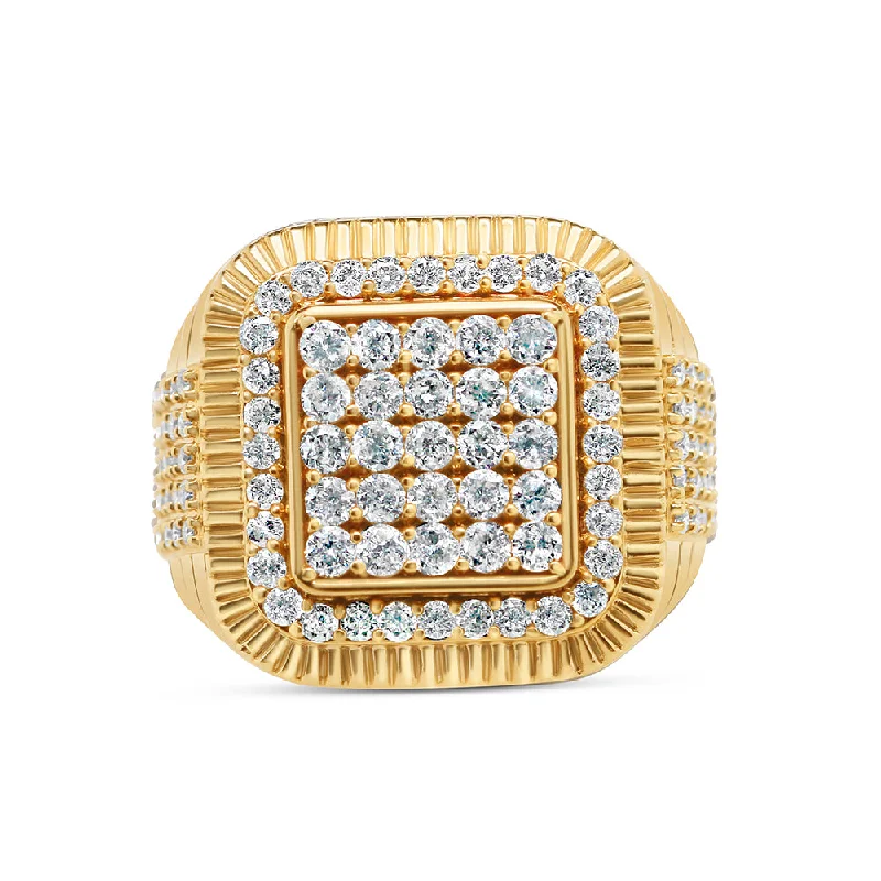 Ladies intricate vintage ring -Mens Gold Diamond Pinky Ring | 14K Yellow Gold | 2.03 CTW