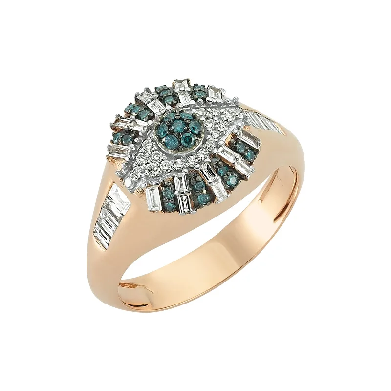 Classic gold filigree ring for ladies -EYE LIGHT GOLD DIAMOND RING