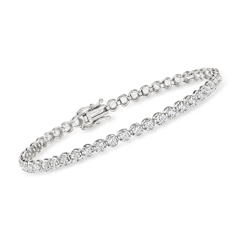 Delicate silver spiral bangle bracelets -Ross-Simons Diamond Tennis Bracelet in 14kt Yellow Gold