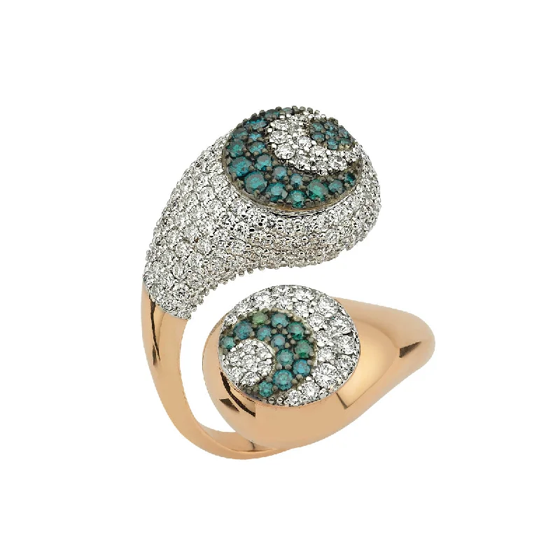 Ladies lightweight pearl ring -CINTEMANI  BLUE&DIAMOND RING