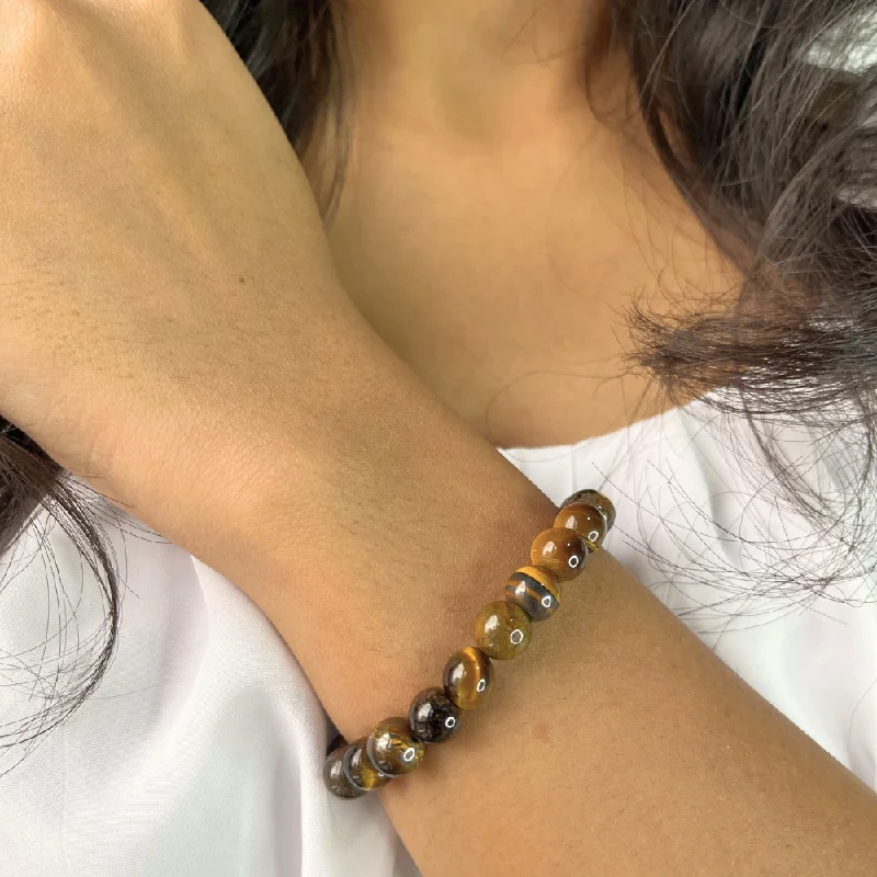 Vintage-style agate bracelets for women -Majestic Tiger Eye Bead Bracelet For Women