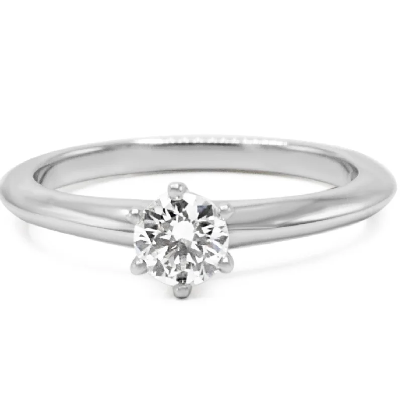 Ladies delicate floral stackable ring -Tiffany & Co. Solitaire 0.40ct Diamond Ring