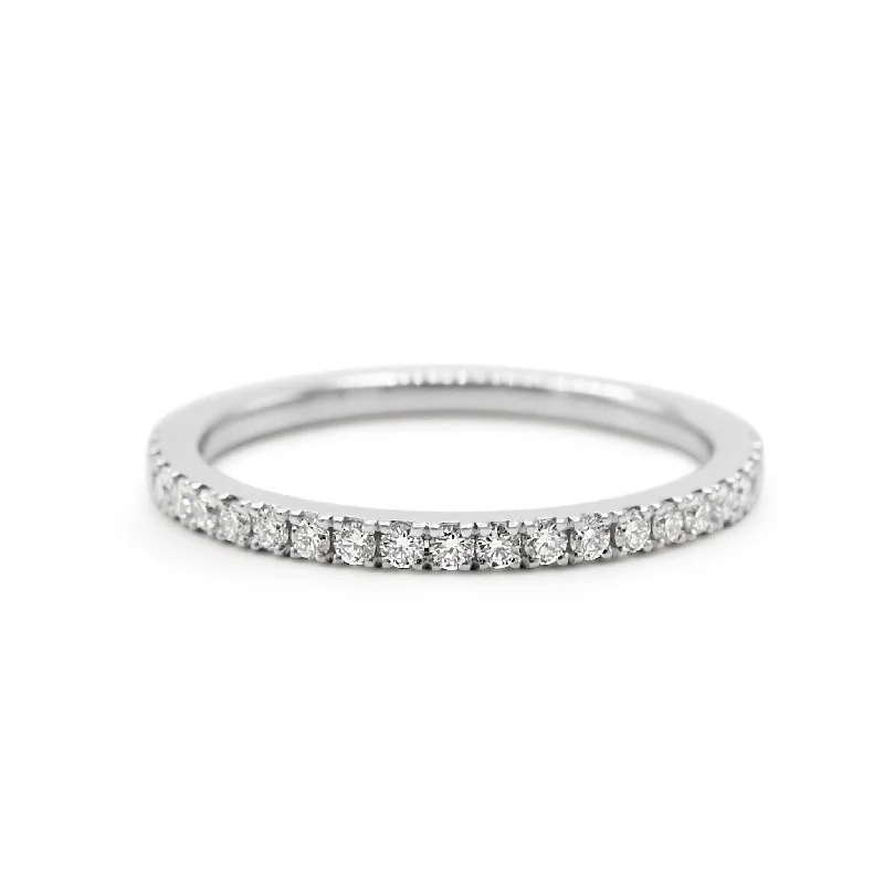 Elegant gold accent ring for women -De Beers Classic Diamond Half Eternity Ring - Platinum