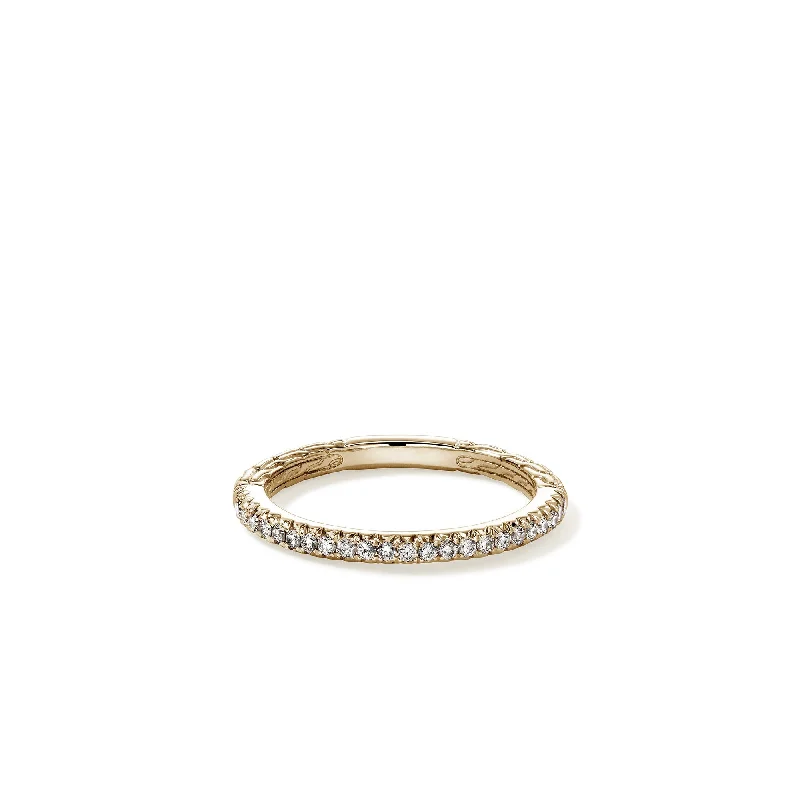 Modern platinum cocktail ring -JH Essential Pavé Band Ring, Gold, Diamonds, 2MM