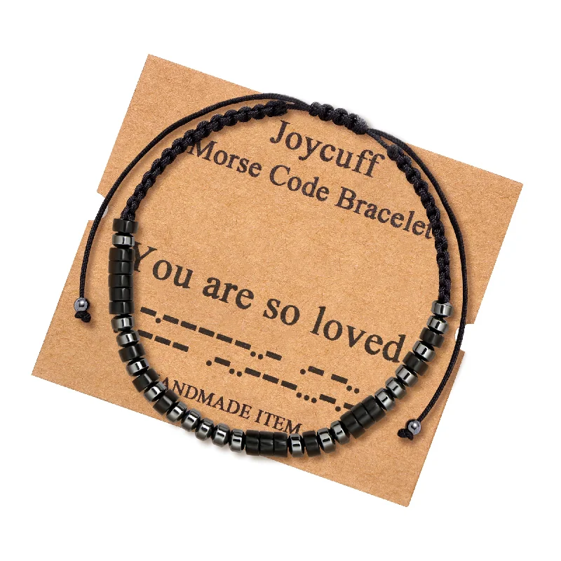 Ladies minimalist pearl bangle bracelets -You are So Loved Morse Code Bracelet for Women Inspirational Gift for Her