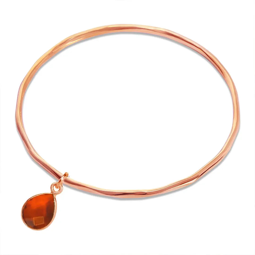 Ladies unique boho wrap bracelets -Carnelian Charm Bangle Rose Gold July Birthstone Bangle