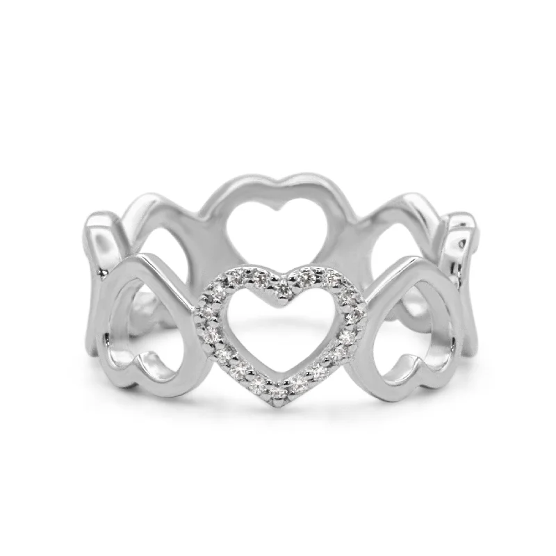 Ladies lightweight eternity ring -Tiffany & Co Diamond Open Loving Heart Ring - 18ct White Gold