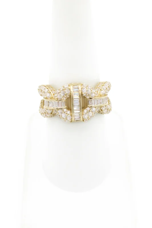 Minimalist gold knot ring for women -*NEW* 14K CZ Baguette GC Ring (Alt.) JTJ™