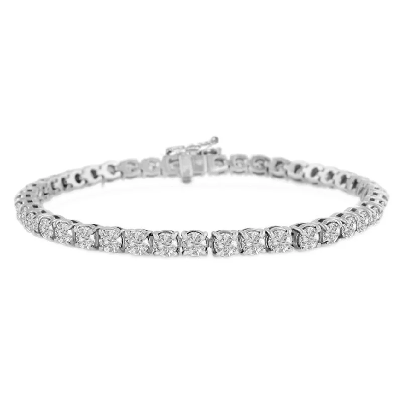 Vintage crystal petal bracelets for women -Diamond Tennis Bracelet White Gold 4mm