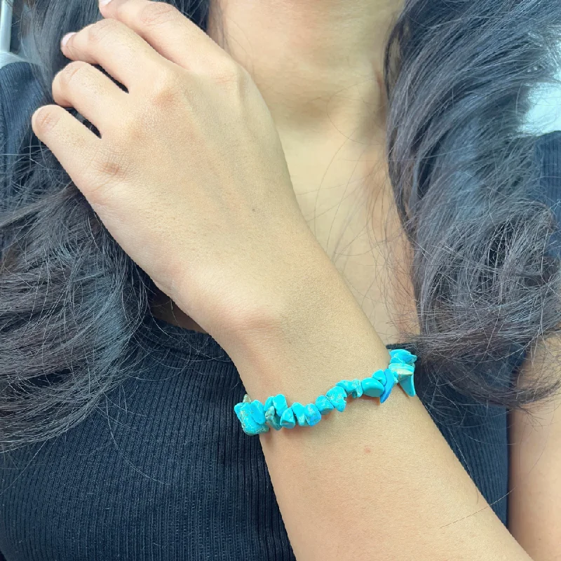 Ladies unique boho wrap bracelets -Aquamarine & Turquoise Chip Bracelet For Women