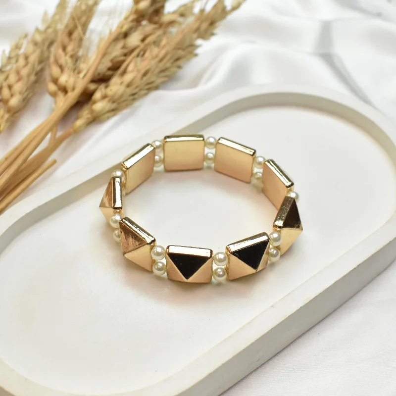 Trendy boho quartz bracelets -TFC Square Deal Gold Plated Bracelet