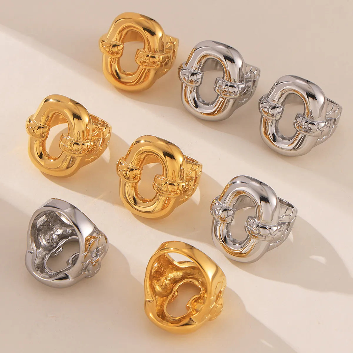 Ladies sparkling onyx band ring -Wholesale Jewelry Retro Irregular Glossy Solid Color Titanium Steel 18K Gold Plated Plating Rings