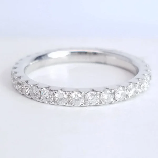 Simple rose gold stackable ring -"ETNBD02003" Diamonds Eternity Ring in 18K White Gold