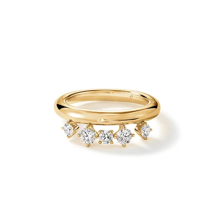 Trendy gold twist ring for women -Barre Floating Diamond Ring