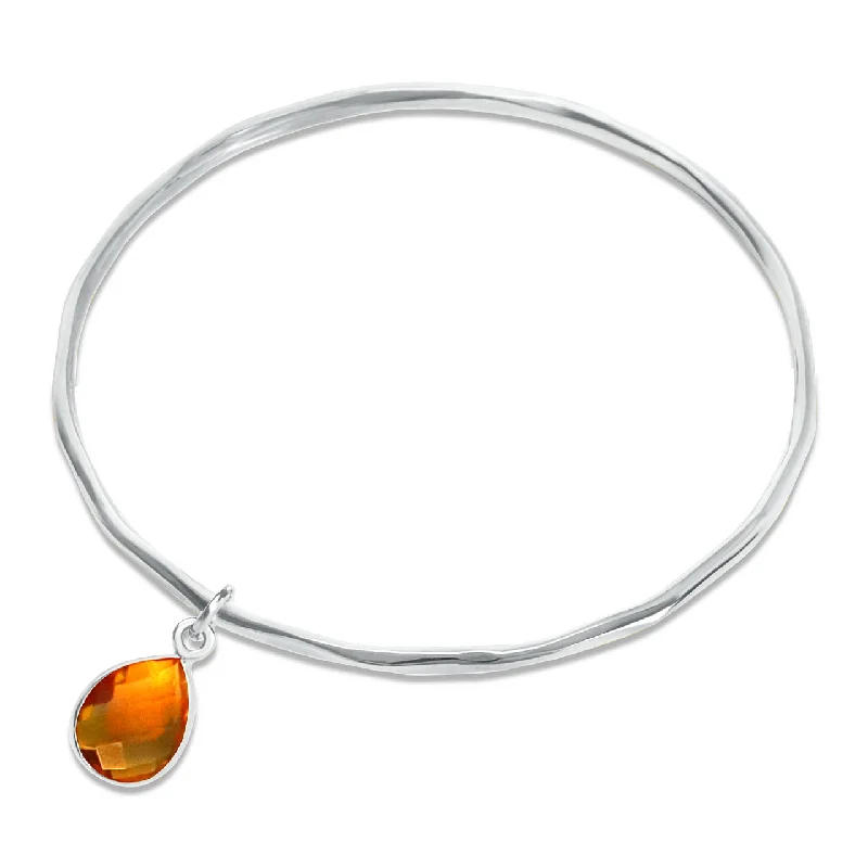 Ladies lightweight vine bracelets -Citrine Charm Bangle | Silver - November