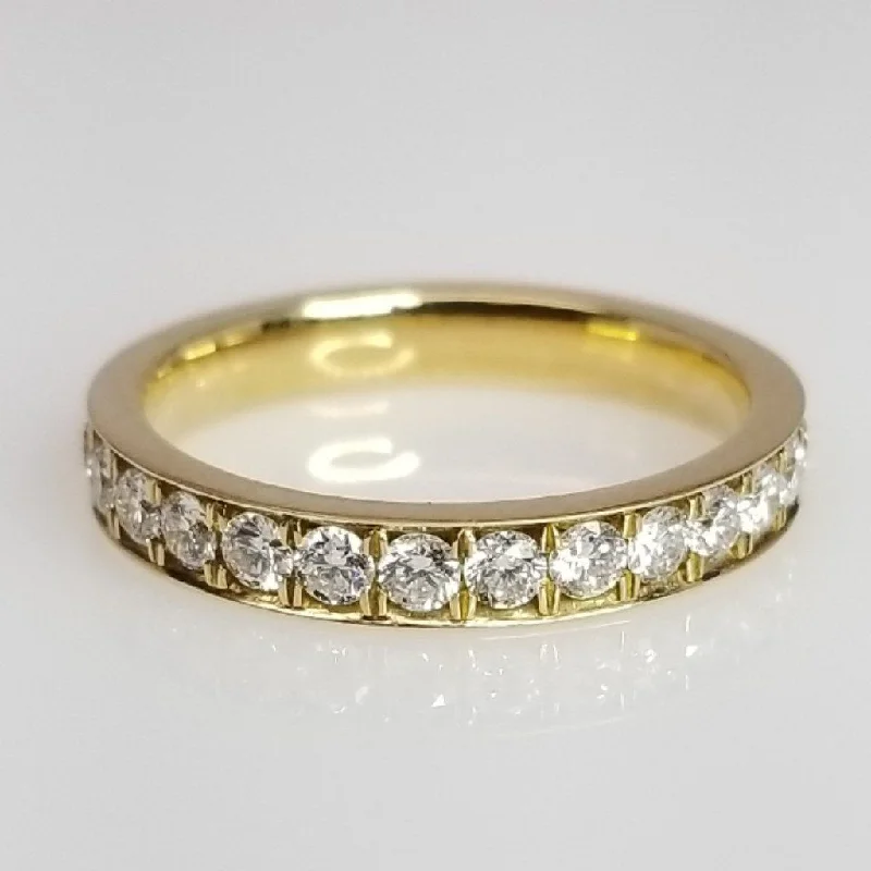 Trendy geometric stackable ring for women -"ETNBD01794" Diamond Eternity Ring in 14K Yellow Gold