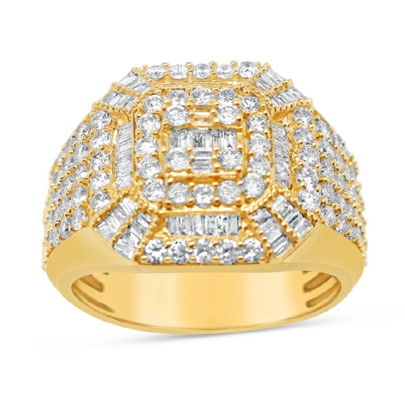 Ladies sparkling sapphire band ring -Mens Gold Diamond Pinky Ring | 14K Yellow Gold | 2.35CTW