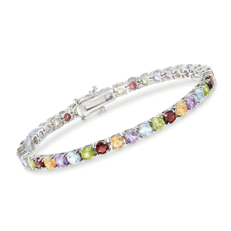 Ladies shimmering aquamarine cuff bracelets -Ross-Simons Multi-Gem Tennis Bracelet in Sterling Silver