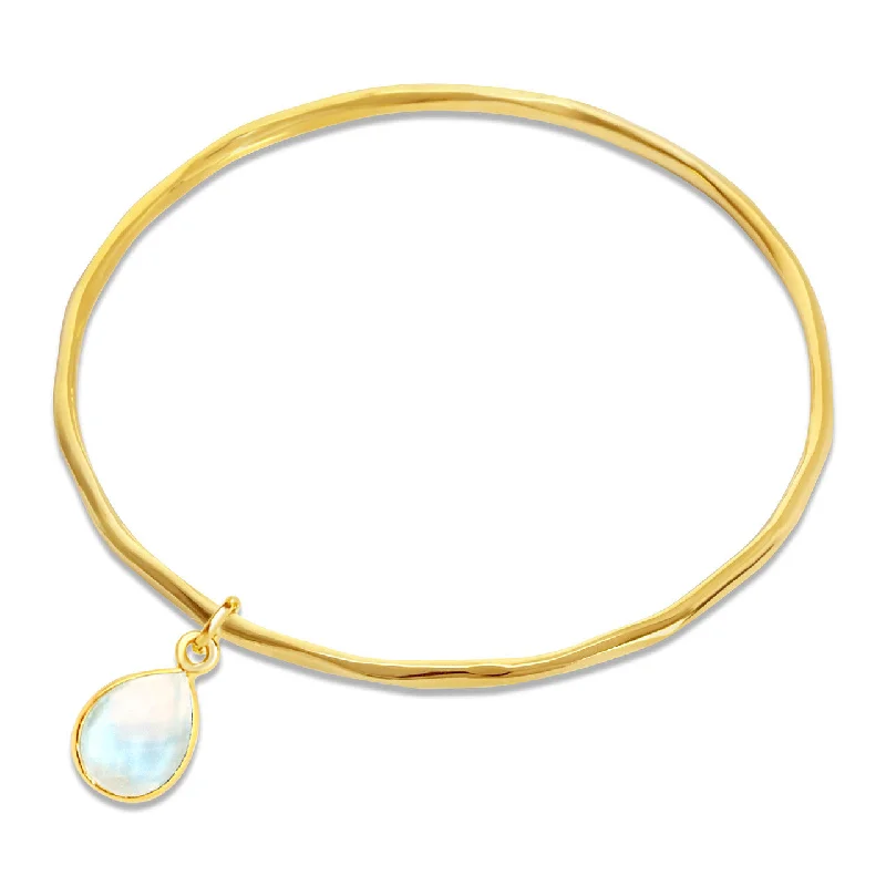 Elegant sapphire bar bracelets -Moonstone Charm Bangle | Gold - June