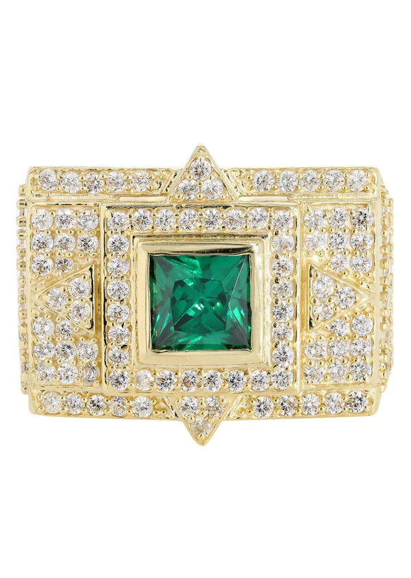 Ladies elegant onyx stone ring -Mens Emerald  Ring | 10K Solid Yellow Gold