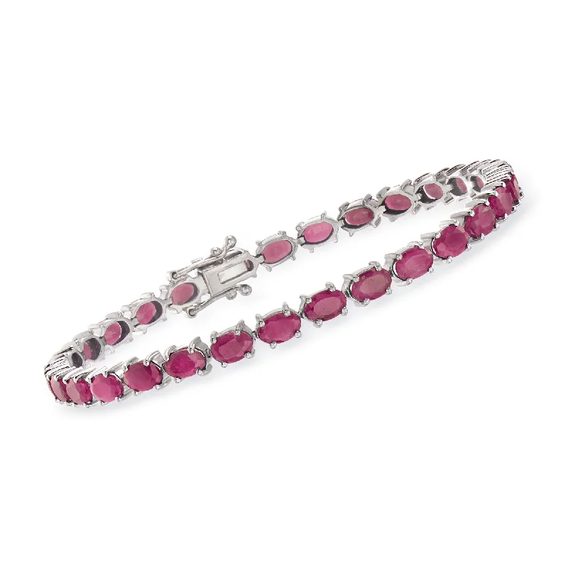 Ladies shimmering garnet charm bracelets -Ross-Simons Ruby Tennis Bracelet in Sterling Silver