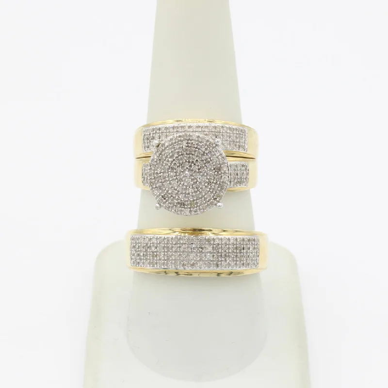 Ladies bold geometric cocktail ring -*NEW* 14k Trio Set Diamond 💎 Rings JTJ™