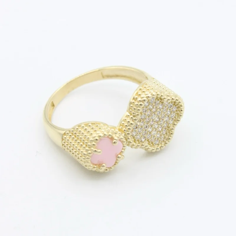 Simple rose gold stackable ring -*NEW* 14K Women Double Clover Alt. CZ Ring JTJ™