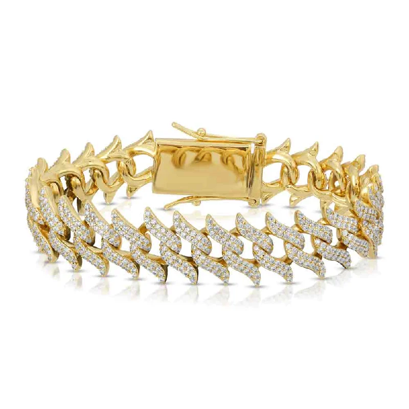 Elegant rose gold link bracelets -Women's Diamond Spiked Laurel Cuban Bracelet