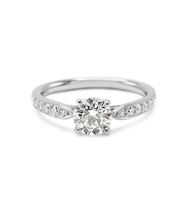 Ladies lightweight pearl ring -Tiffany Harmony Solitaire Diamond Engagement Ring - Platinum