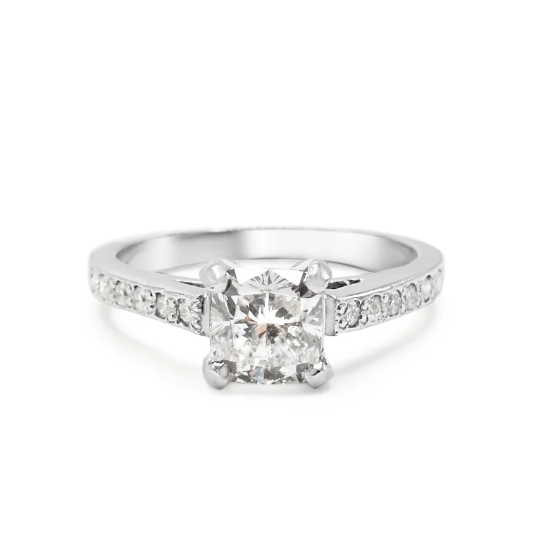 Simple diamond eternity ring for women -GCS Certificated Cushion Radiant Cut Diamond Solitaire Ring - Platinum