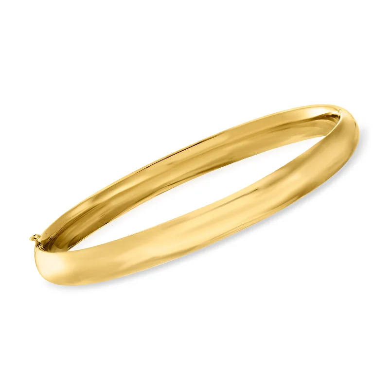 Modern gold crescent bracelets for women -Ross-Simons 14kt Yellow Gold Polished Bangle Bracelet