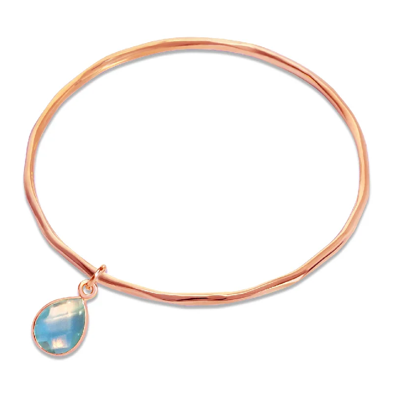 Ladies unique vine charm bracelets -Blue Topaz Charm Bangle | Rose Gold - December