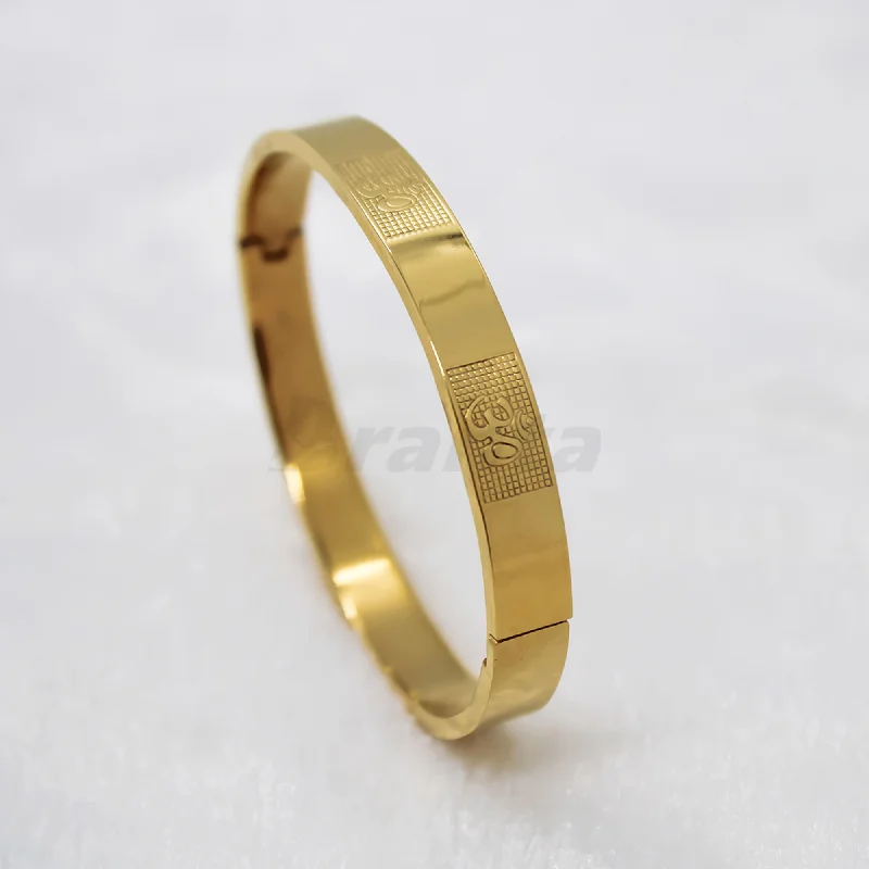 Modern diamond wrap bracelets -Om Carving Premium Gold Bracelet For Men