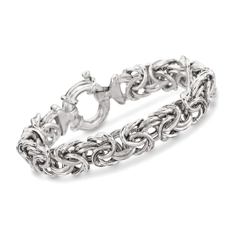 Ladies trendy silver wrap bracelets -Ross-Simons Italian Sterling Silver Large Byzantine Bracelet